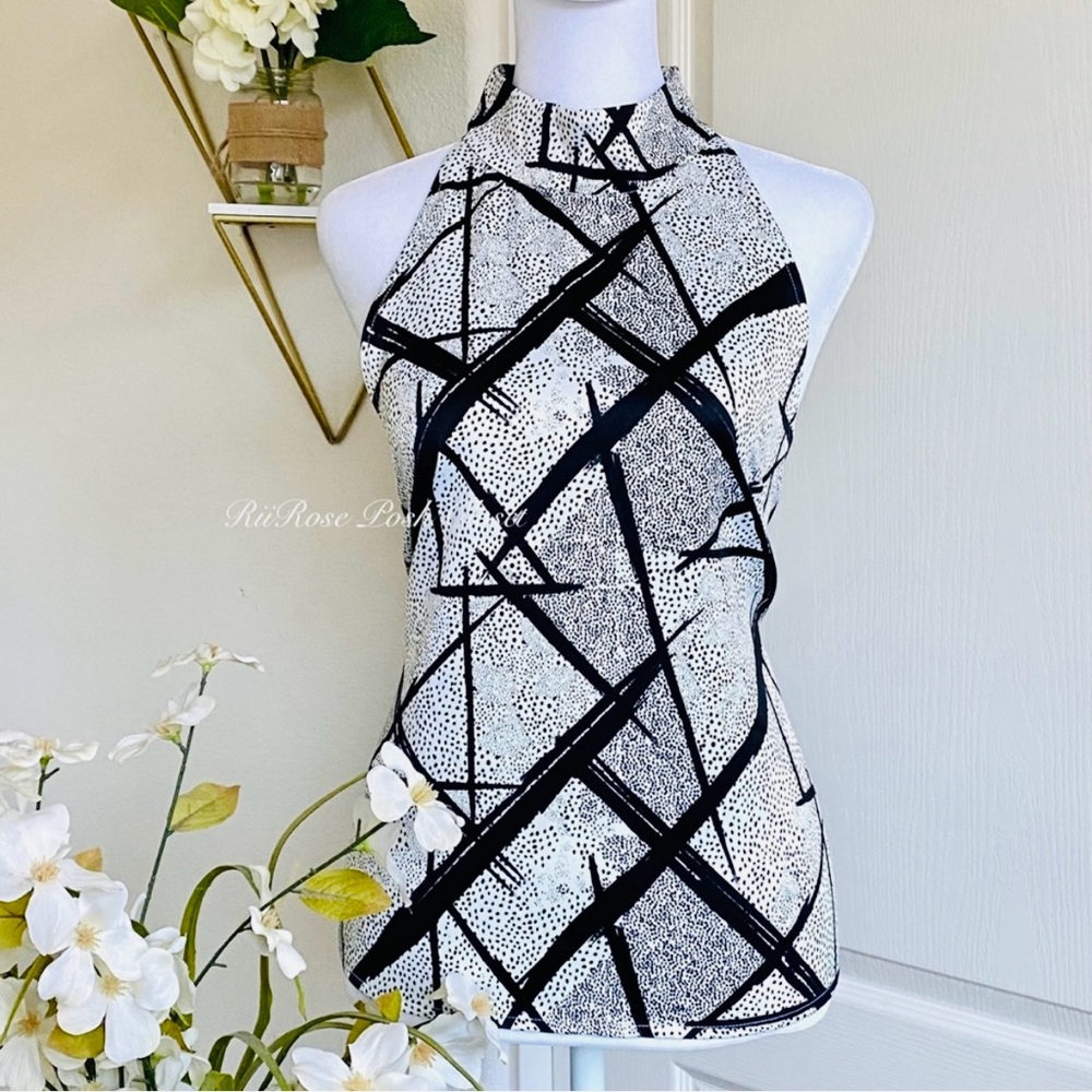 NWT Andrew Marc Geometric Halter Tops